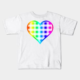 Double Rainbow and White Buffalo Plaid Kids T-Shirt